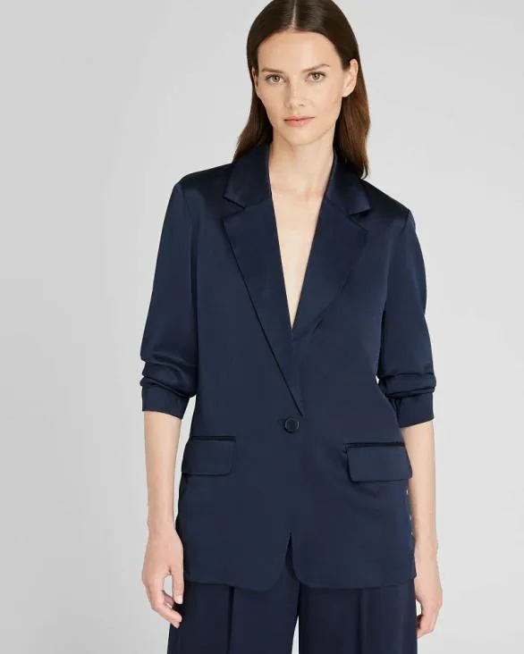 Club Monaco Blazers and Suiting Silk Charmeuse Relaxed Blazer Navy 8211 Women Club Monaco Blazers and Suiting Silk Charmeuse Relaxed Blazer Navy 8211 Women