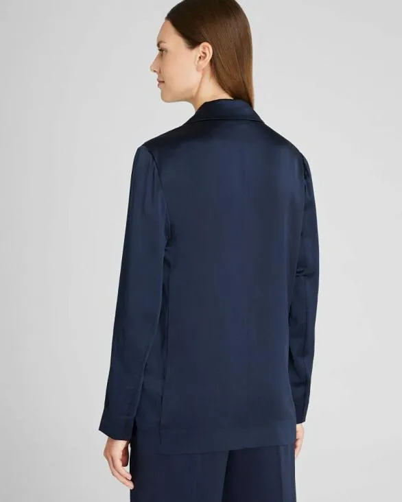 Club Monaco Blazers and Suiting Silk Charmeuse Relaxed Blazer Navy 8211 Women