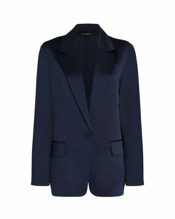 Club Monaco Blazers and Suiting Silk Charmeuse Relaxed Blazer Navy 8211 Women