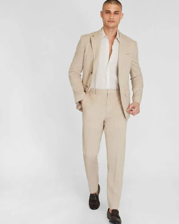 Club Monaco Blazers and Suiting Tech Linen Suit Blazer Light Khaki Mix 8211 Men