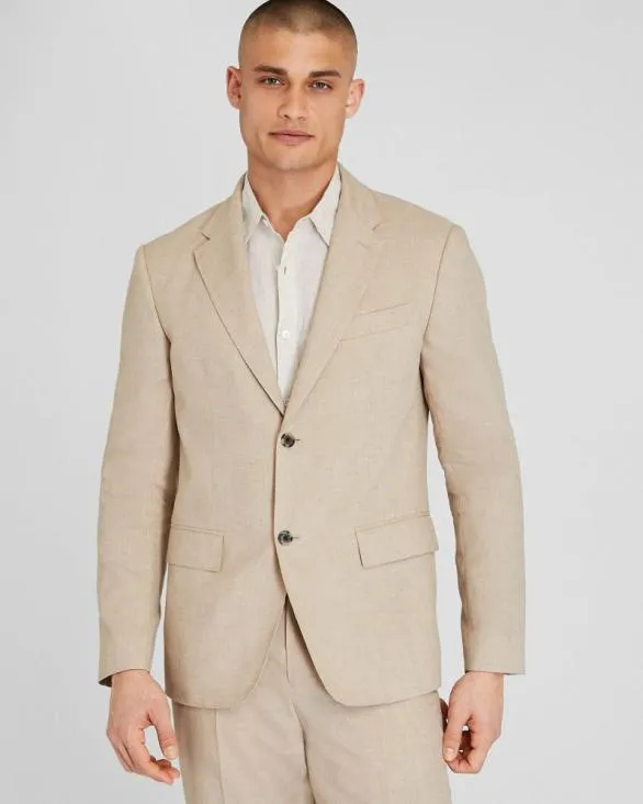 Club Monaco Blazers and Suiting Tech Linen Suit Blazer Light Khaki Mix 8211 Men