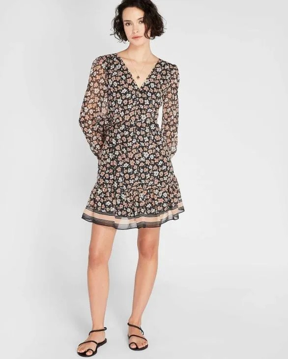 Club Monaco Dresses and Jumpsuits Floral Print VNeck Mini Dress Check 8211 Black 8211 Women Club Monaco Dresses and Jumpsuits Floral Print VNeck Mini Dress Check 8211 Black 8211 Women