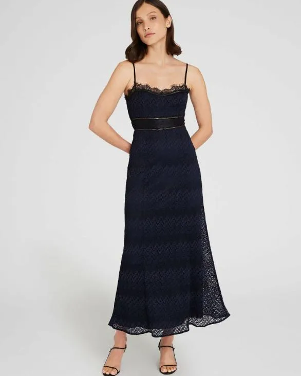 Club Monaco Dresses and Jumpsuits Lace Insert Midi Dress Toast Black Combo 8211 Women