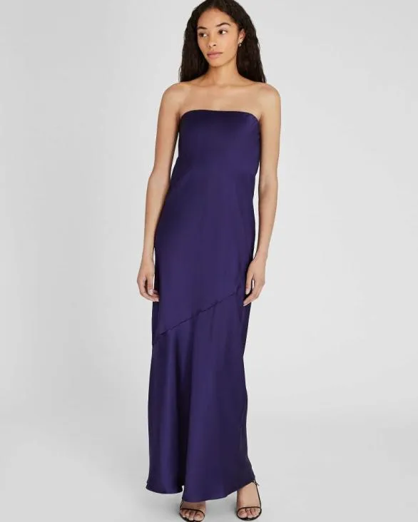 Club Monaco Dresses and Jumpsuits Strapless Silk Charmeuse Maxi Dress Dark Purple 8211 Women