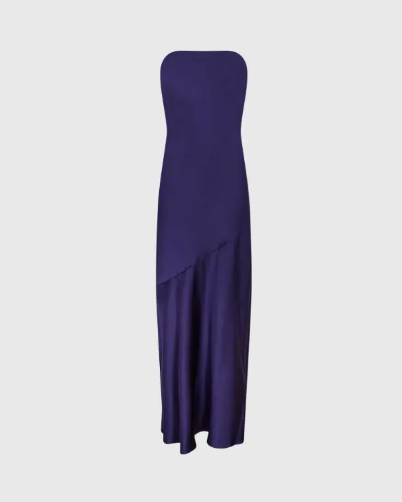 Club Monaco Dresses and Jumpsuits Strapless Silk Charmeuse Maxi Dress Dark Purple 8211 Women