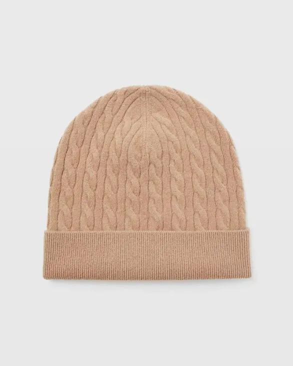 Club Monaco Hats Scarves and Gloves CableKnit Cashmere Hat Camel 8211 Women