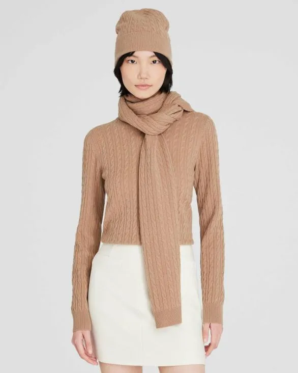 Club Monaco Hats Scarves and Gloves CableKnit Cashmere Hat Camel 8211 Women
