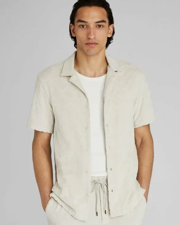 Club Monaco Shirts Jacquard Toweling Shirt Light Khaki 8211 Men
