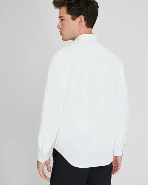 Club Monaco Shirts Long Sleeve Pique Oxford Knit Shirt Pure White 8211 Men