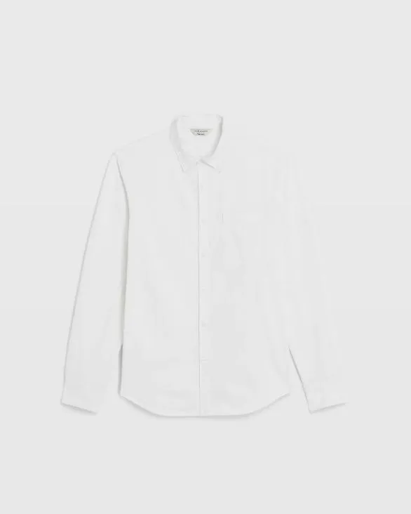 Club Monaco Shirts Long Sleeve Pique Oxford Knit Shirt Pure White 8211 Men