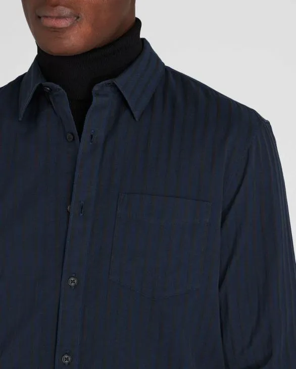 Club Monaco Shirts LongSleeve Textured Stripe Shirt Navy Base 8211 Men