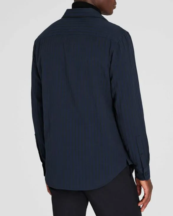 Club Monaco Shirts LongSleeve Textured Stripe Shirt Navy Base 8211 Men