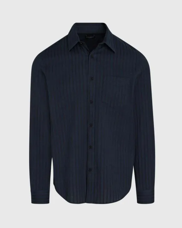 Club Monaco Shirts LongSleeve Textured Stripe Shirt Navy Base 8211 Men