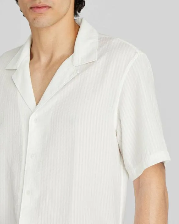Club Monaco Shirts Short Sleeve Camp Collar Seersucker Shirt Antique White 8211 Men