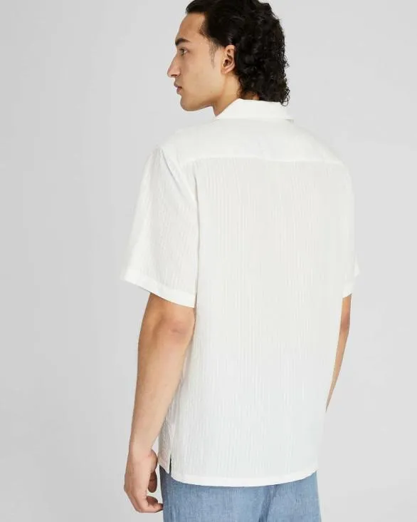 Club Monaco Shirts Short Sleeve Camp Collar Seersucker Shirt Antique White 8211 Men