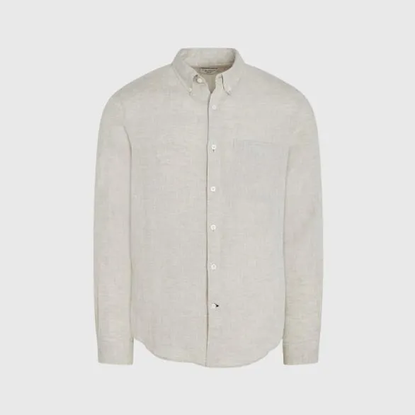 Club Monaco Shirts Slim LongSleeve ButtonDown Linen Shirt Beige Mix 8211 Men