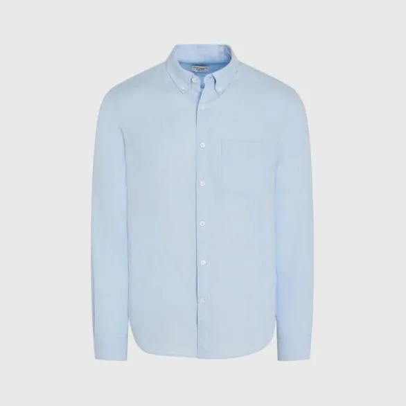 Club Monaco Shirts Slim LongSleeve ButtonDown Linen Shirt Light Blue 8211 Men