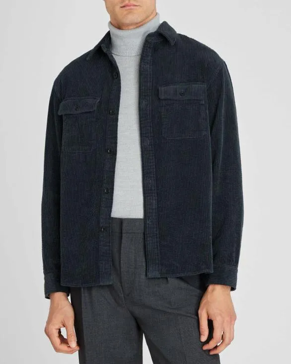 Club Monaco Shirts Wide Wale Corduroy Shirt Jacket Dark Blue 8211 Men
