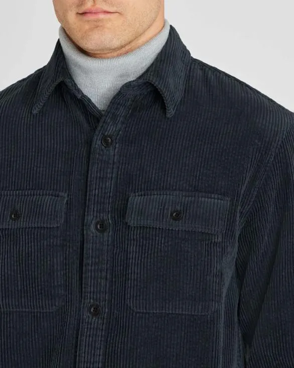 Club Monaco Shirts Wide Wale Corduroy Shirt Jacket Dark Blue 8211 Men