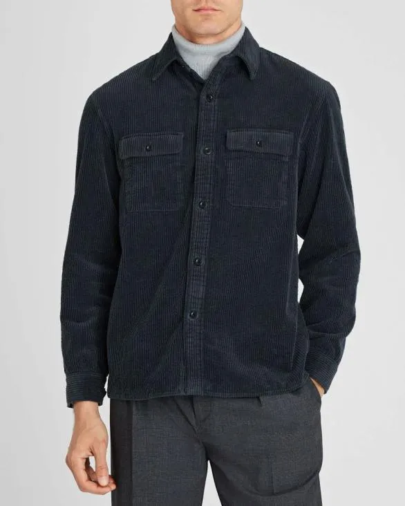 Club Monaco Shirts Wide Wale Corduroy Shirt Jacket Dark Blue 8211 Men