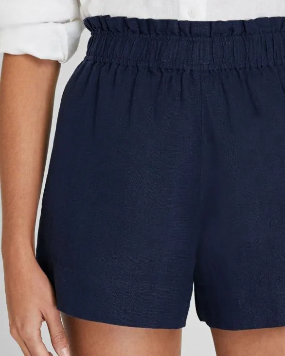 Club Monaco Shorts Linen Blend PullOn Short Navy 8211 Women