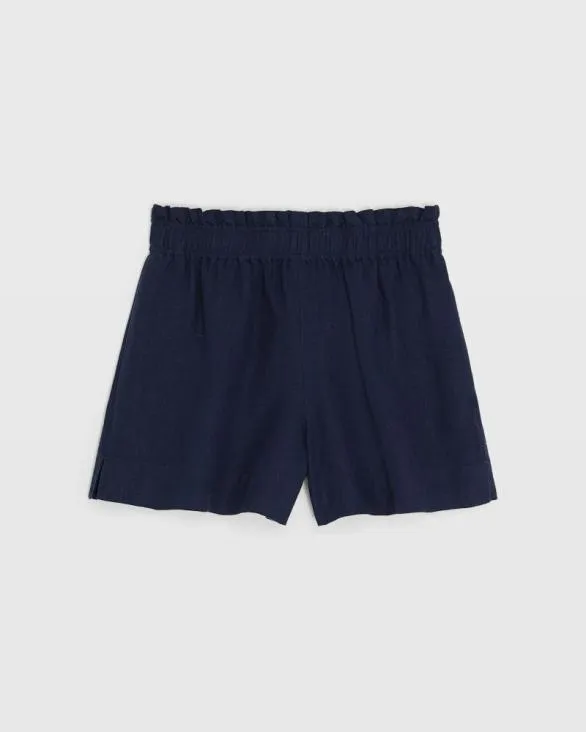 Club Monaco Shorts Linen Blend PullOn Short Navy 8211 Women