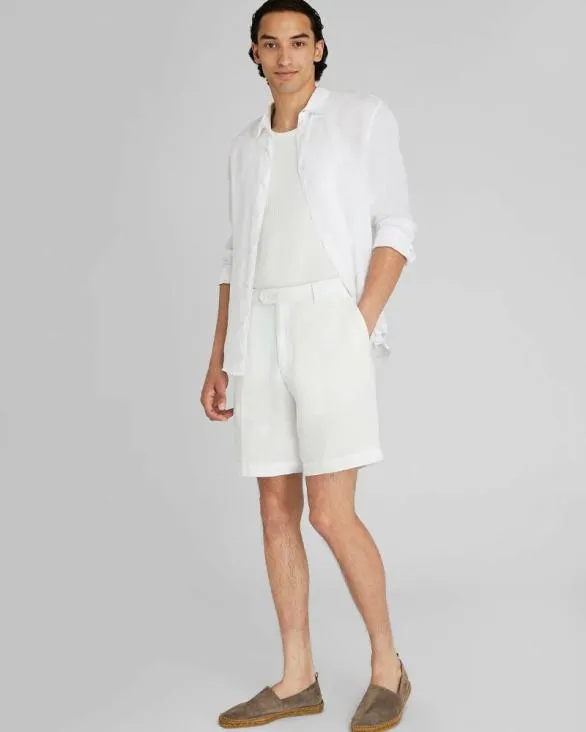 Club Monaco Shorts Pleated Linen Short Blanc De Blanc 8211 Men