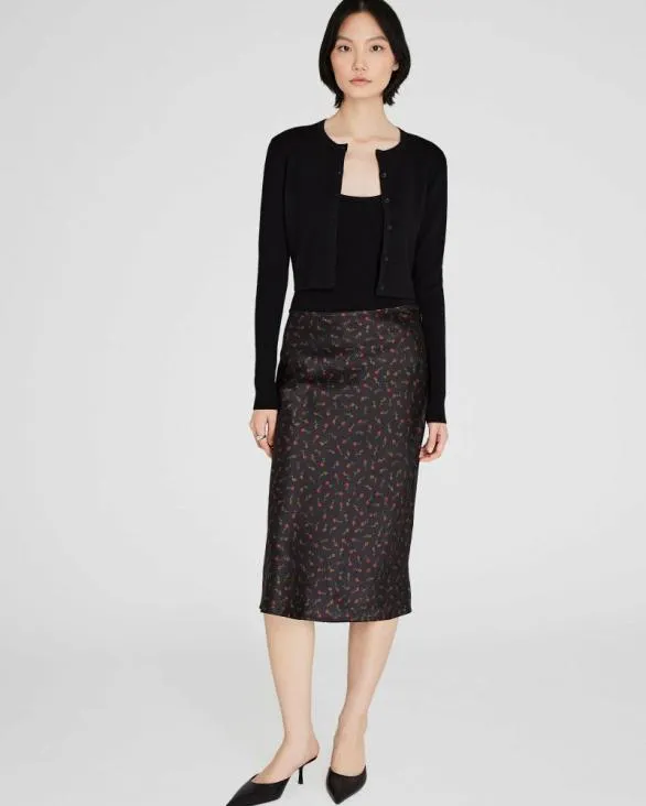 Club Monaco Skirts Floral Print Silk Charmeuse Midi Skirt Porto 8211 Women