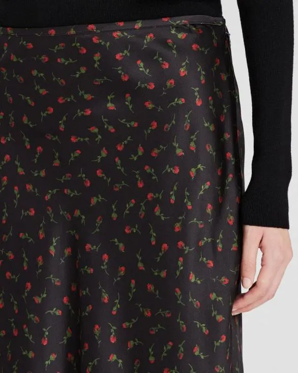 Club Monaco Skirts Floral Print Silk Charmeuse Midi Skirt Porto 8211 Women