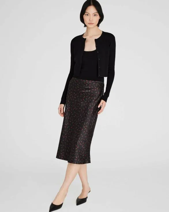 Club Monaco Skirts Floral Print Silk Charmeuse Midi Skirt Porto 8211 Women