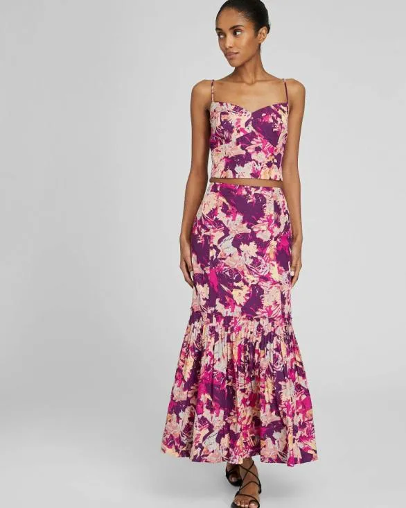 Club Monaco Skirts Flounce Hem Maxi Skirt Aster Pink 8211 Women