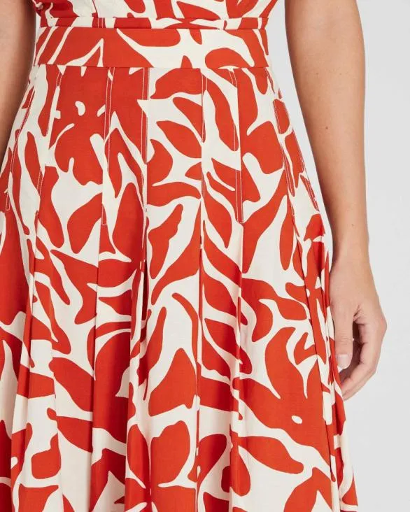 Club Monaco Skirts Printed Midi Box Pleat Skirt Ruby Wine 8211 Women