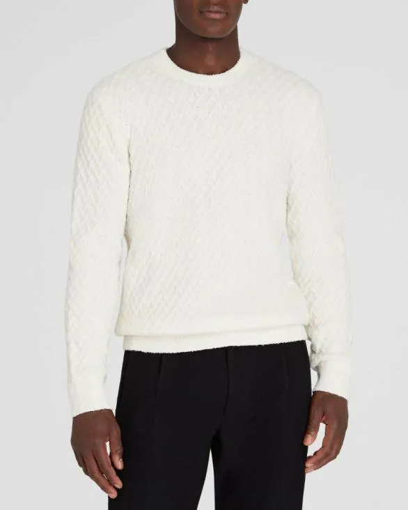 Club Monaco Sweaters Boucl HalfDiamond Crewneck Off White 8211 Men