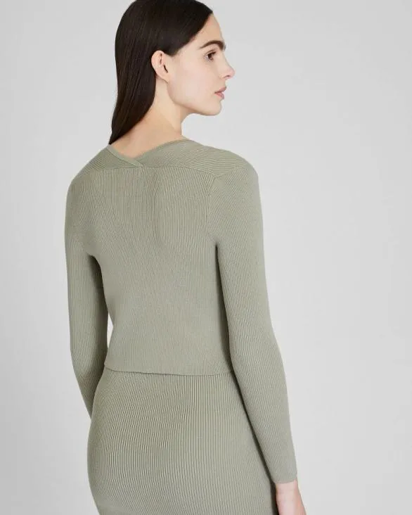 Club Monaco Sweaters Button Front Ribbed Cardigan Oak 8211 Women