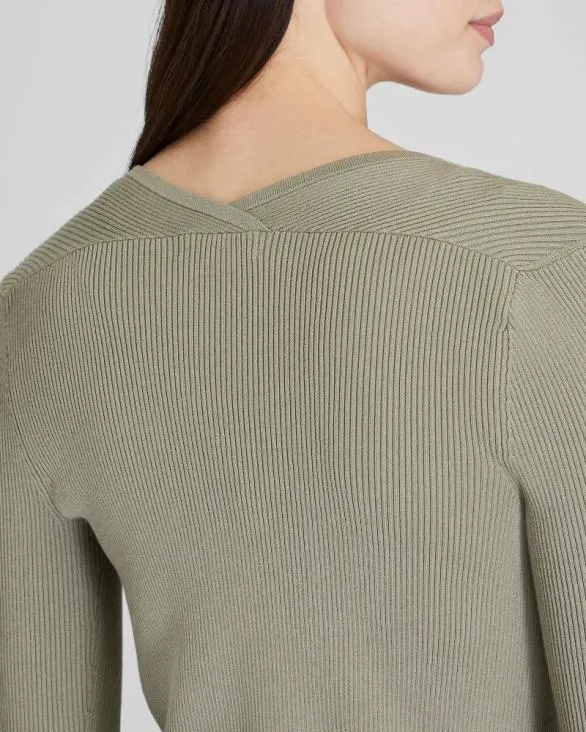 Club Monaco Sweaters Button Front Ribbed Cardigan Oak 8211 Women