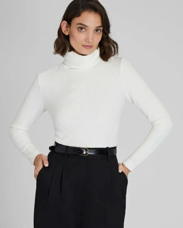 Club Monaco Tops Meredy RibKnit Turtleneck Top Blanc De Blanc 8211 Women
