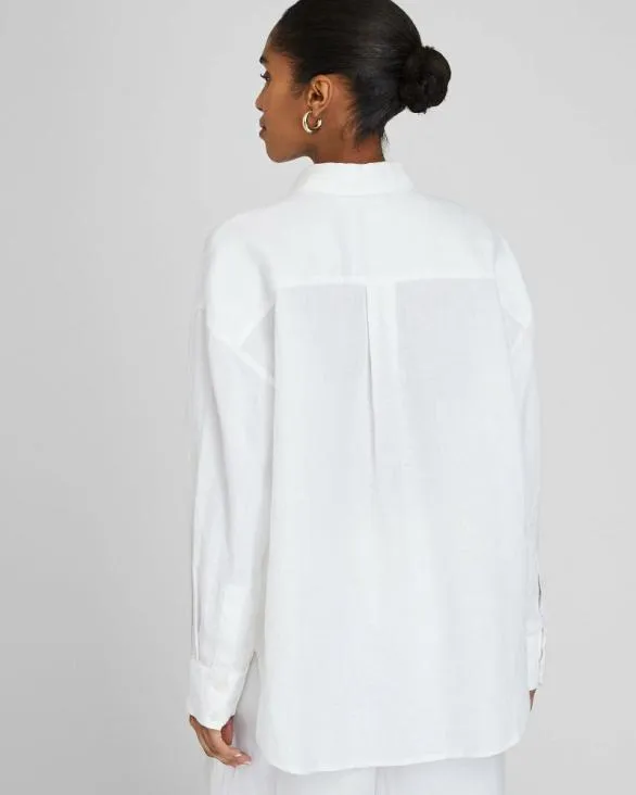 Club Monaco Tops Relaxed Linen ButtonDown Shirt White 8211 Women