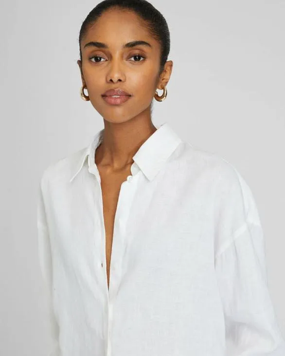 Club Monaco Tops Relaxed Linen ButtonDown Shirt White 8211 Women