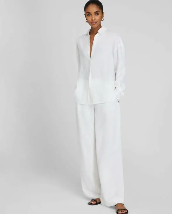 Club Monaco Tops Relaxed Linen ButtonDown Shirt White 8211 Women