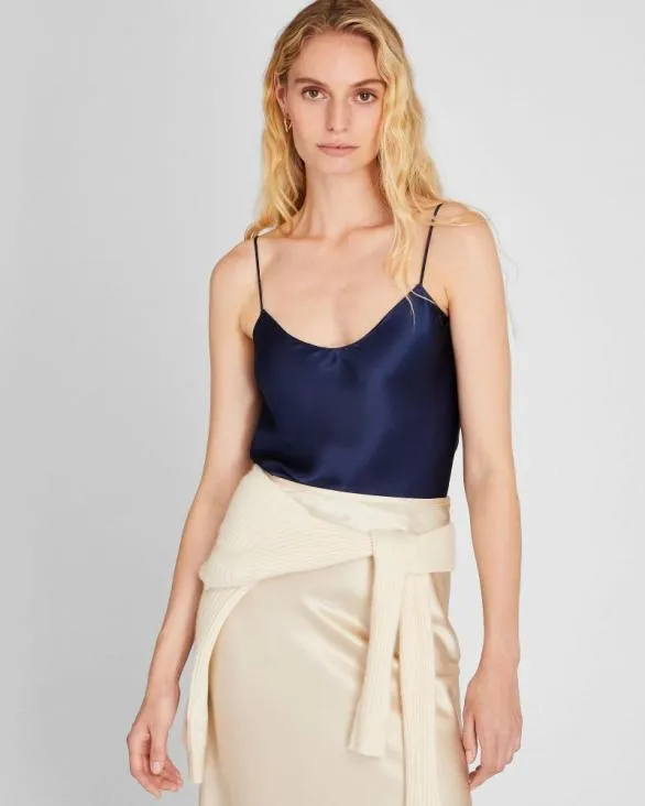 Club Monaco Tops Silk Charmeuse Cami Navy 8211 Women