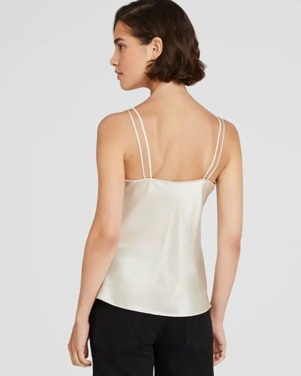 Club Monaco Tops Silk Charmeuse DoubleNeckline Cami Birch 8211 Women