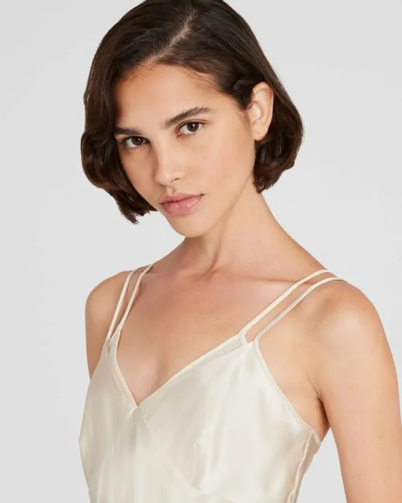 Club Monaco Tops Silk Charmeuse DoubleNeckline Cami Birch 8211 Women