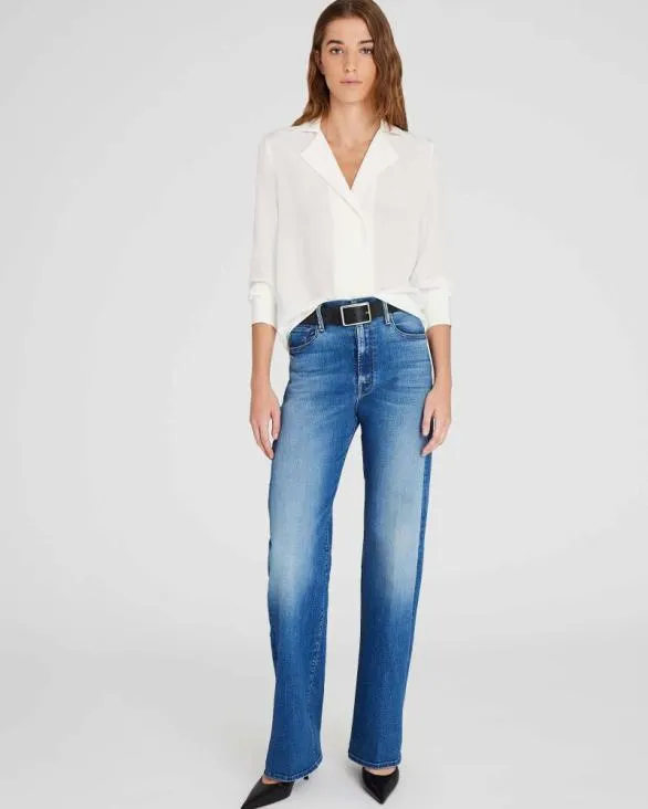 Club Monaco Tops Silk OpenNeck Blouse White 8211 Women