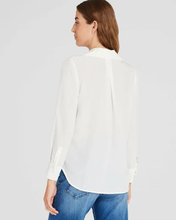 Club Monaco Tops Silk OpenNeck Blouse White 8211 Women