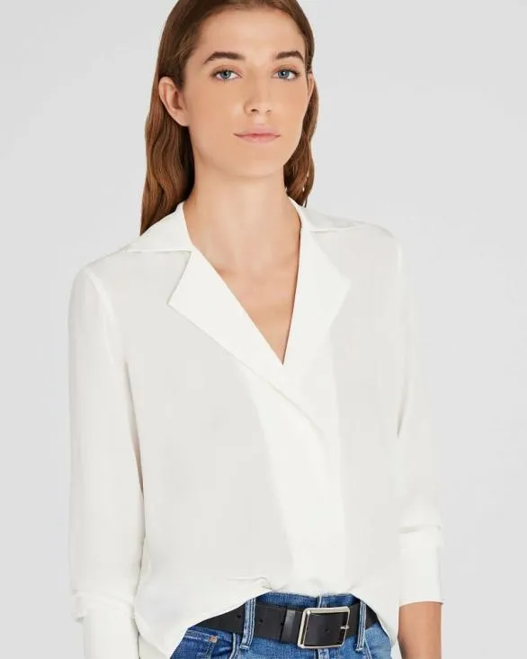 Club Monaco Tops Silk OpenNeck Blouse White 8211 Women