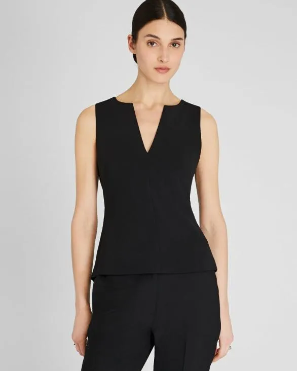 Club Monaco Tops Split Crewneck Crepe Top Black 8211 Women