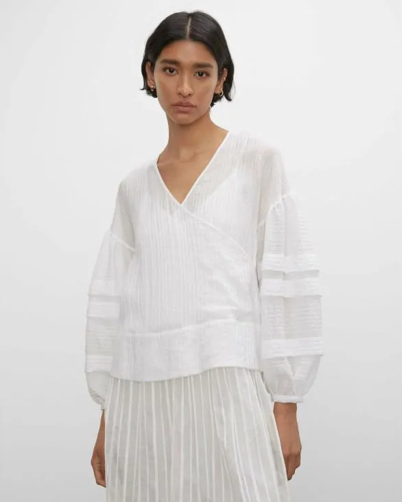 Club Monaco Tops Tuck Sleeve Wrap Top White 8211 Women