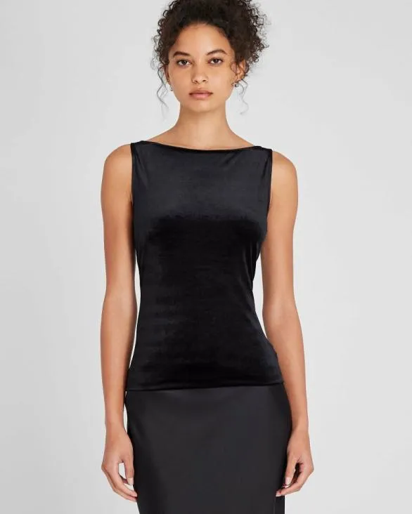 Club Monaco Tops Velvet Boatneck Top Black 8211 Women