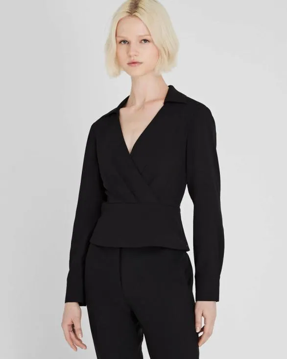 Club Monaco Tops Waisted Collared Shirt Black 8211 Women