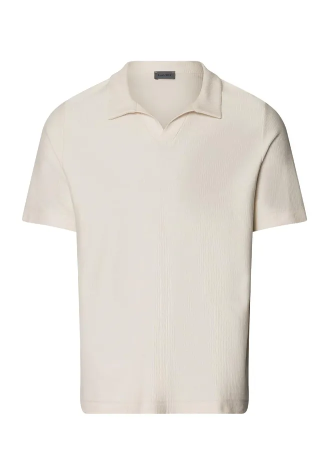 Collared Organic Cotton Top Warm Sand Men HANRO Tops and Tees